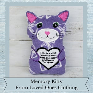 Custom Memory Kitty Cat - Cat from Loved Ones Clothing - Rememberance Bear - "Lil Kitty" - Pillow Style Stuffie - Plushie - Animal