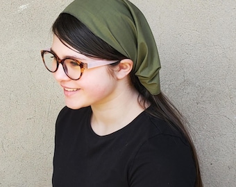 Christian Ladies Headcovering - Modest Pleated Headscarf - Adjustable Tie-Back Veil