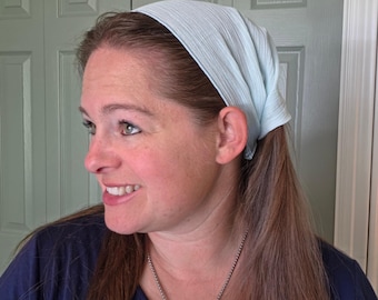 8" Pleated Tie Back Headcovering - Modest Pleated Headscarf - Adjustable Tie-Back - Optional Sewn-In Clip