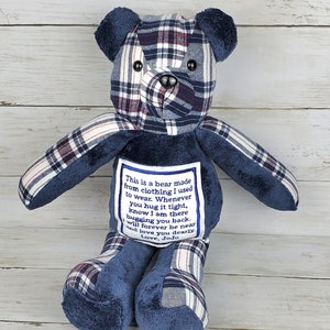 Custom Memory Bear Teddy Bear from Loved Ones Clothing Remembrance Bear image 7