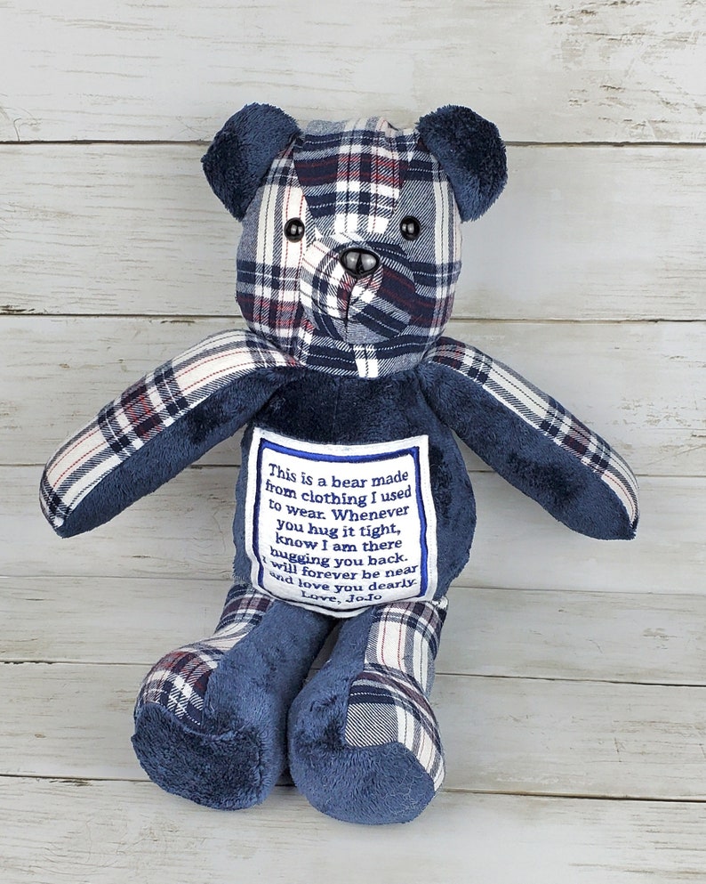 Custom Memory Bear Teddy Bear from Loved Ones Clothing Remembrance Bear image 7