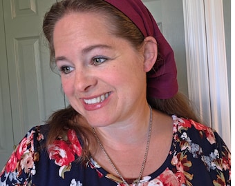 12" Pleated Crinkle Gauze Cotton Tie Back Headcovering - Modest Pleated Headscarf - Adjustable Tie-Back - Optional Sewn-In Clip