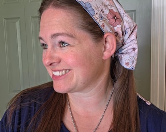 12" Pleated Tie Back Headcovering - Modest Pleated Headscarf - Adjustable Tie-Back - Optional Sewn-In Clip