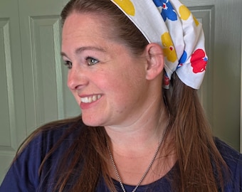 12" Pleated Tie Back Headcovering - Modest Pleated Headscarf - Adjustable Tie-Back - Optional Sewn-In Clip