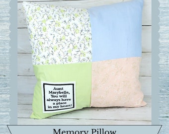 Custom Memory Pillows- Pillows from Loved Ones Clothing - Rememberance Pillow - Pillow Form Included