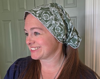 12" Pleated Tie Back Headcovering - Modest Pleated Headscarf - Adjustable Tie-Back - Optional Sewn-In Clip