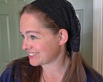 12" Pleated Tie Back Headcovering - Modest Pleated Headscarf - Adjustable Tie-Back - Optional Sewn-In Clip