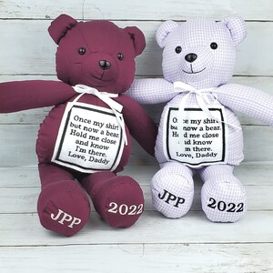 Custom Memory Bear Teddy Bear from Loved Ones Clothing Remembrance Bear image 10