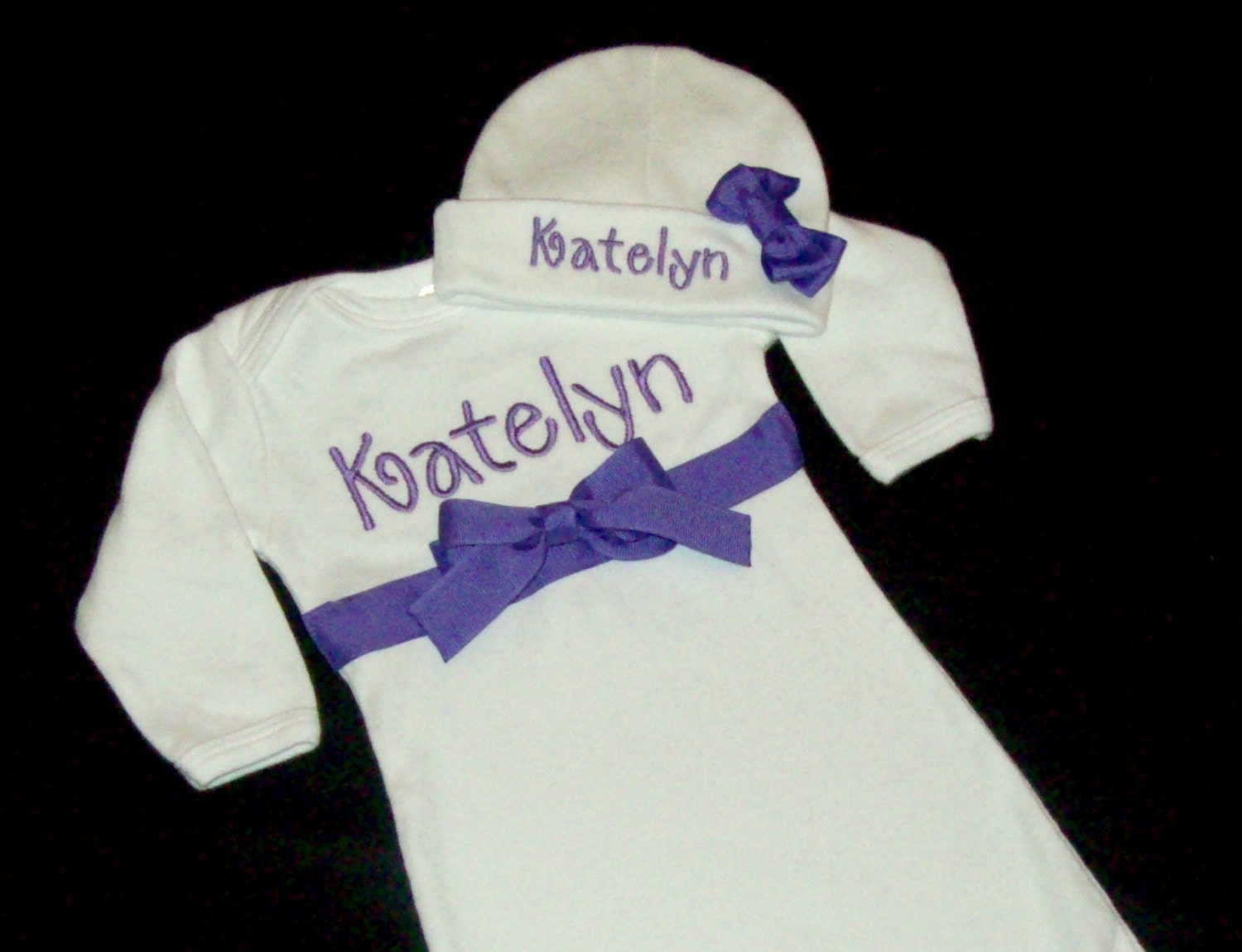 Embroidered Boutique Style Baby Gown Gift Set with Cap Etsy