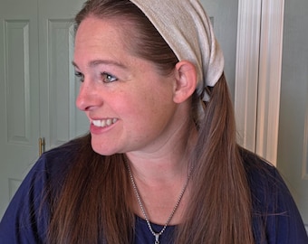 8" Pleated Tie Back Headcovering - Modest Pleated Headscarf - Adjustable Tie-Back - Optional Sewn-In Clip