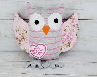 Custom Memory Owl - Owl Stuffie from Loved Ones Clothing - Rememberance Item - Memorial - In Memory Of - Memory Bear