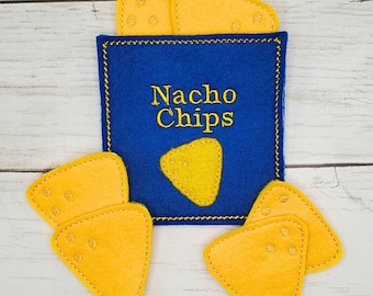 Felt Nacho Chip Toy – Pretend Snack Food – Ranch Style Chips – Kids Play Kitchen Food