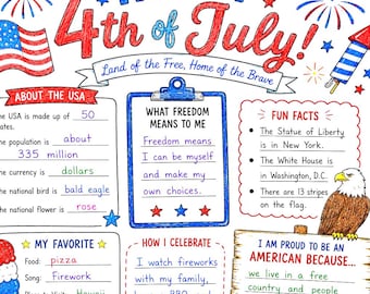 Happy 4th of July 4 Coloring Worksheet, Sunday School Activity, Patriotic Coloring Page, Kids Activity, Church Craft, Instant Download PDF