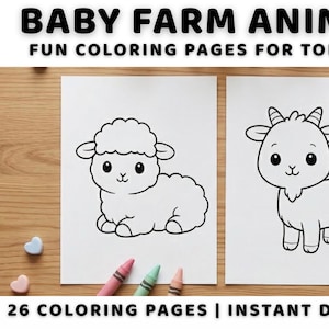 Disegni da colorare di animali della fattoria per bambini piccoli (download digitale)