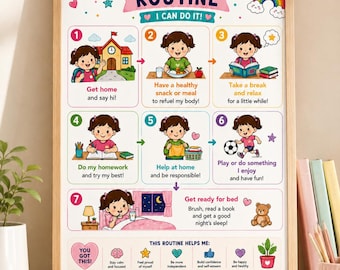 Back to School After School Routine Chart for Kids Printable Visual Schedule for Kids Daily Routine Checklist School Routine Chart PDF PNG