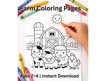 Farm Coloring Pages for Toddlers (Ages 2–4)  Easy Farm Animals & Tractor Printable Preschool Activity PDF