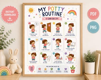 Potty Training Visual Schedule for Toddlers Printable, Autism Routine Chart, ADHD Bathroom Routine Poster, Preschool Toilet Training PDF