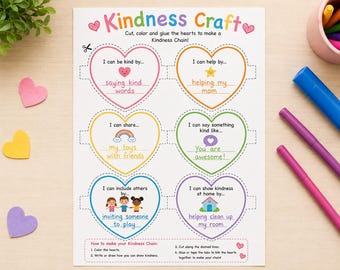 Kindness Craft for Kids, Kindness Chain Activity, SEL Printable, Friendship Craft, Classroom Kindness Activity, Social Emotional Learning