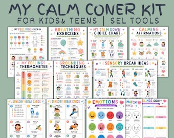 My Calm Corner and Emotional Regulation Printable Bundle for Kids, Calm Down Corner Kit, Coping Skills Activities, SEL Posters