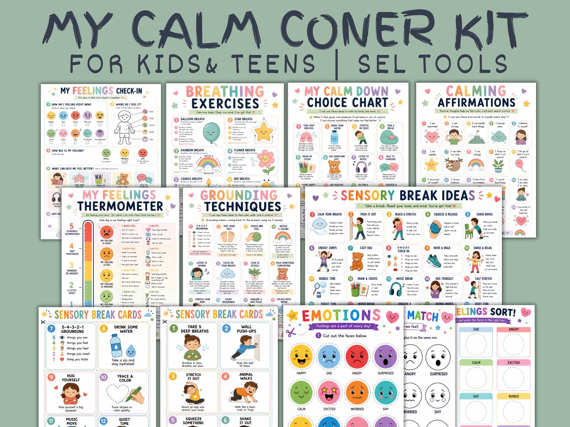 My Calm Corner and Emotional Regulation Printable Bundle for Kids, Calm ...