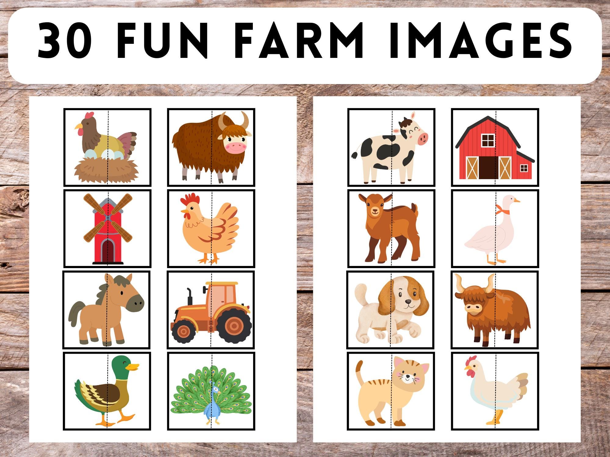 Farm Matching Game Printable Farm Animal Matching Activity Preschool ...