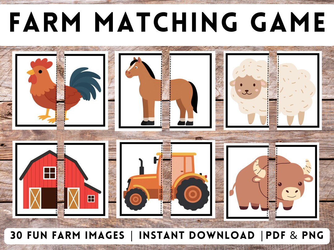 Farm Matching Game Printable Farm Animal Matching Activity Preschool ...