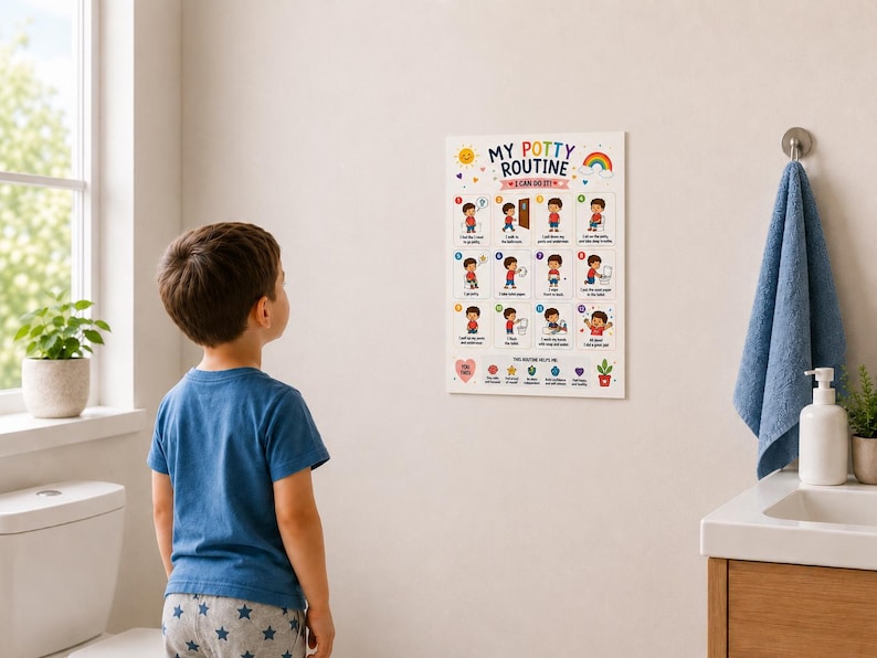 Time For Potty Potty Training Visual Schedule for Toddlers Printable, Autism Routine ...