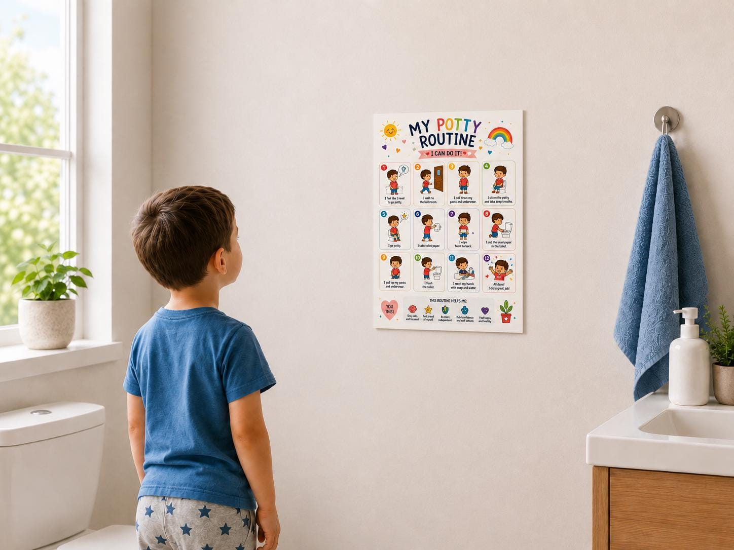 Potty Training Visual Schedule for Toddlers Printable, Autism Routine ...