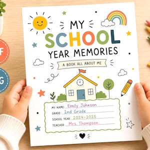 Ende des Schuljahrs Memory Buch Printable | Kids School Jahrbuch Aktivität | Ende des Jahres Andenken PDF PNG | Klassenzimmer Memory-Buch für Kinder
