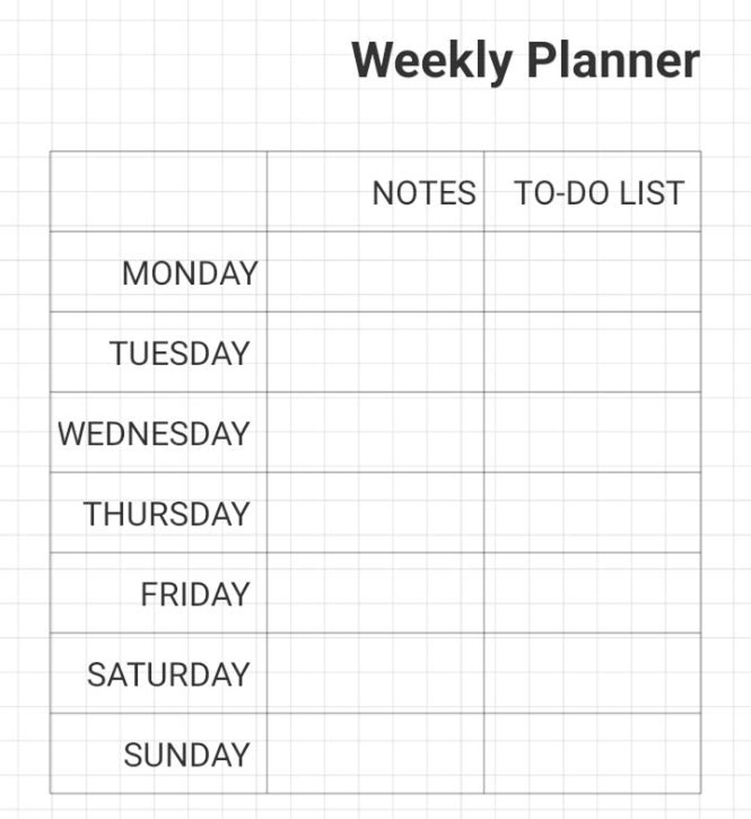Weekly Planner PDF Minimalist Printable To-do List and Notes Instant ...