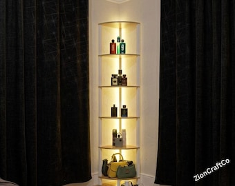 Multi Tier Wooden Corner Display Shelf, Small Space Shelf, Space Saving Shelf, Tall Corner Shelf, Corner Ladder Shelf