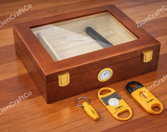 Wooden Cigar Box, Cigar Gift Box, Cigar Humidor Box, Cigar Keepsake Box, Cigar Accessories Box, Gift for Cigar Lovers