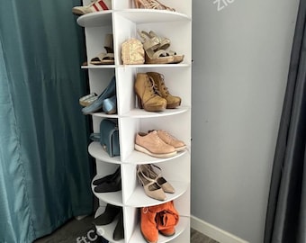 7 Tier 360 Rotating Shoe Rack Tower, Spinning Shoe Rack, Shoe Organizer Tower, Shoe Display Rack, Entryway Shoe Rack, Lazy Susan Shoe Rack