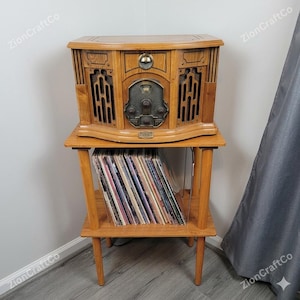 Wooden Vinyl Record Stand Companion Piece for Victrola Music Centre, Vinyl Record Storage, Record Player Stand, Music Lover Showcase