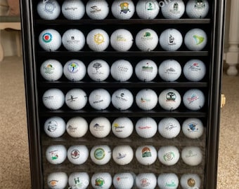 UV Protected Wooden 49 Golf Ball Display Case Cabinet, Golf Ball Rack, Golf Ball Holder, Golf Ball Shelf, Wall Golf Display, Golf Collector