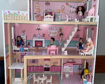 Wooden Dollhouse, Dollhouse For Kids, Wooden Dollhouse Kit, Modern Dollhouse, Dollhouse Furniture, Baby Dollhouse, Handmade Dollhouse