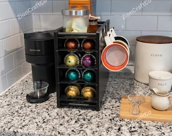 4 Tier Wooden Coffee Pod Drawer Holder, Nespresso Pod Holder, Sliding K-Cup Storage Drawer, coffee machine stand, coffee organizer