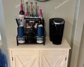 3 Tier Metal & Wood Coffee Syrup Rack, Syrup Organizer, Coffee Bar Organizer, Syrup Bottle Rack, Coffee Bar Rack, Coffee Syrup Holder