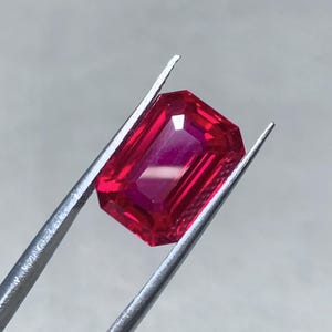 Pierres précieuses rubis créées par laboratoire taille émeraude, rubis rouge vif, pierres précieuses en vrac pour bague de fiançailles, bijoux pendentif