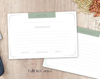Recipe Cards for Bridal Shower - Edit in Canva Template
