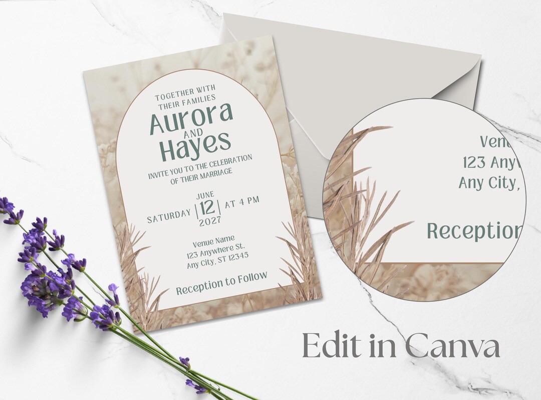 Invitation Essentials Romantic Boho Wedding Invitation Essentials Plus Suite Template ...