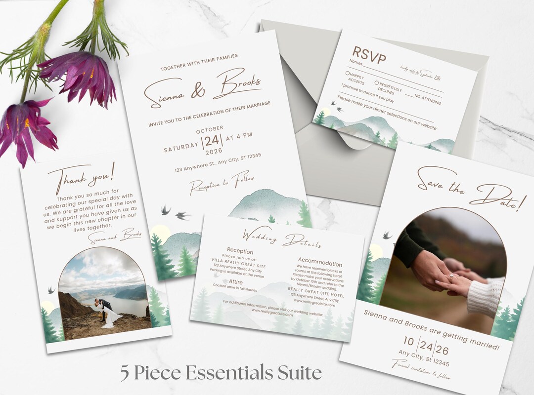 Invitation Essentials 12 Piece Watercolor Wedding Invitation Essentials Plus Template ...