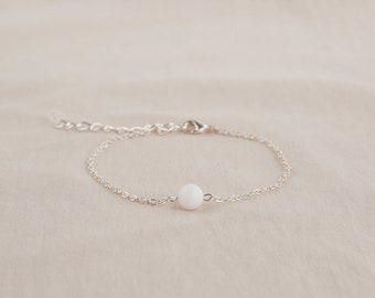 Bracelet perle de lune - bracelet fin perle lune - Pierre de lune mariage