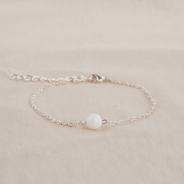 Bracelet perle de lune - bracelet fin perle lune - Pierre de lune mariage
