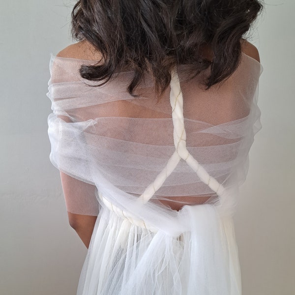 Etole de mariée tüllflosse - Châle mariage tulle - Etole mariage écrue