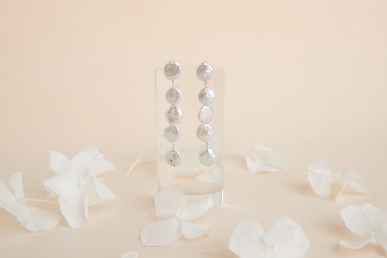 Platos Boucles d'oreilles mariage perles de culture imagen 3