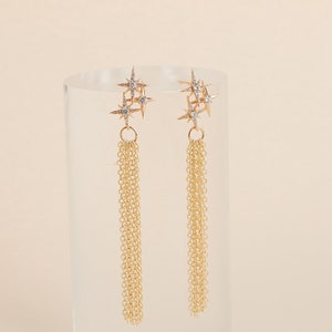 Boucles d'oreilles mariage étoiles dorées à l'or fin - ビジュー マリー エトワール