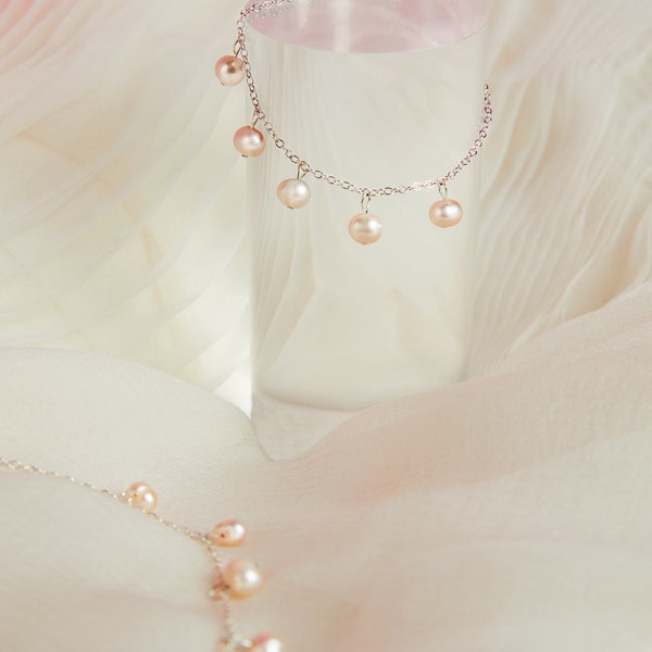 Parure mariée collier et bracelet perles d'eau douce - bijoux mariée - perles naturelles - accessoires de mariée