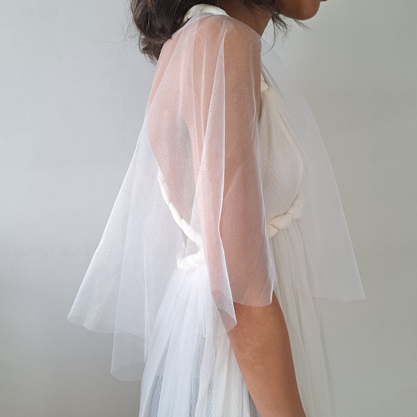 Cape de mariée en tulle transparent