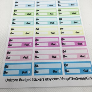 Happy Planner Budget Stickers Unicorn Colors Print and Cut SVG Digital File